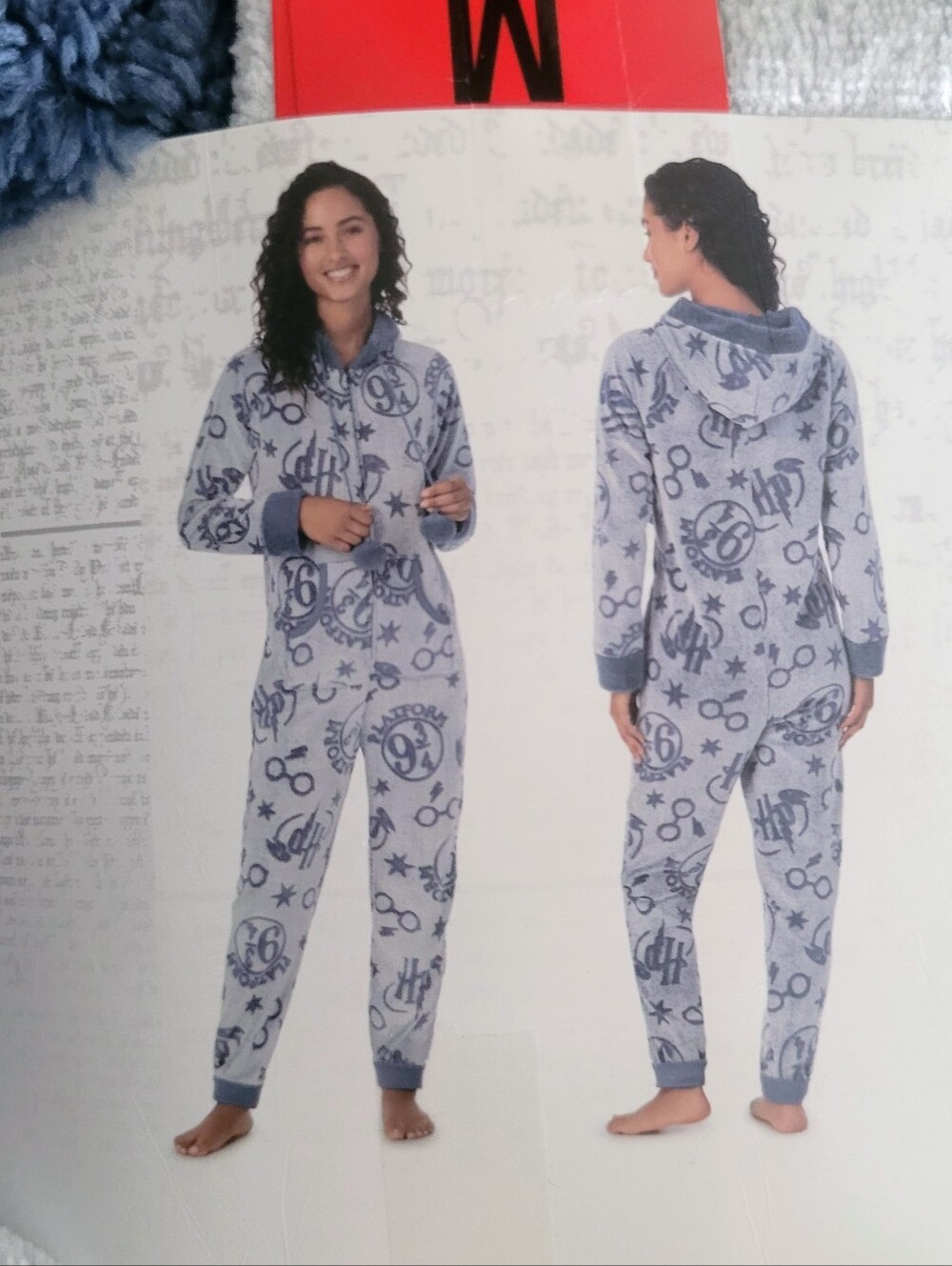 Warner Bros. Harry Potter Light Gray and Navy Hooded One-Piece Pajama